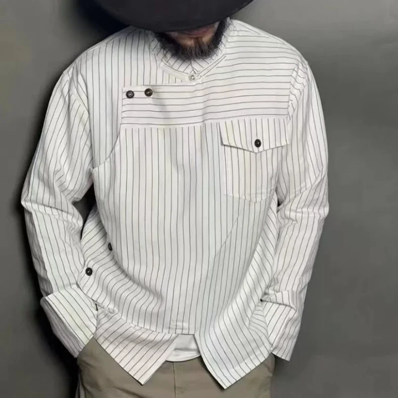 

New Spring Autumn Shirt Striped Casual Long-sleeved Men's Versatile Trendy Wasteland Style Fashionable Handsome Couple Shirt