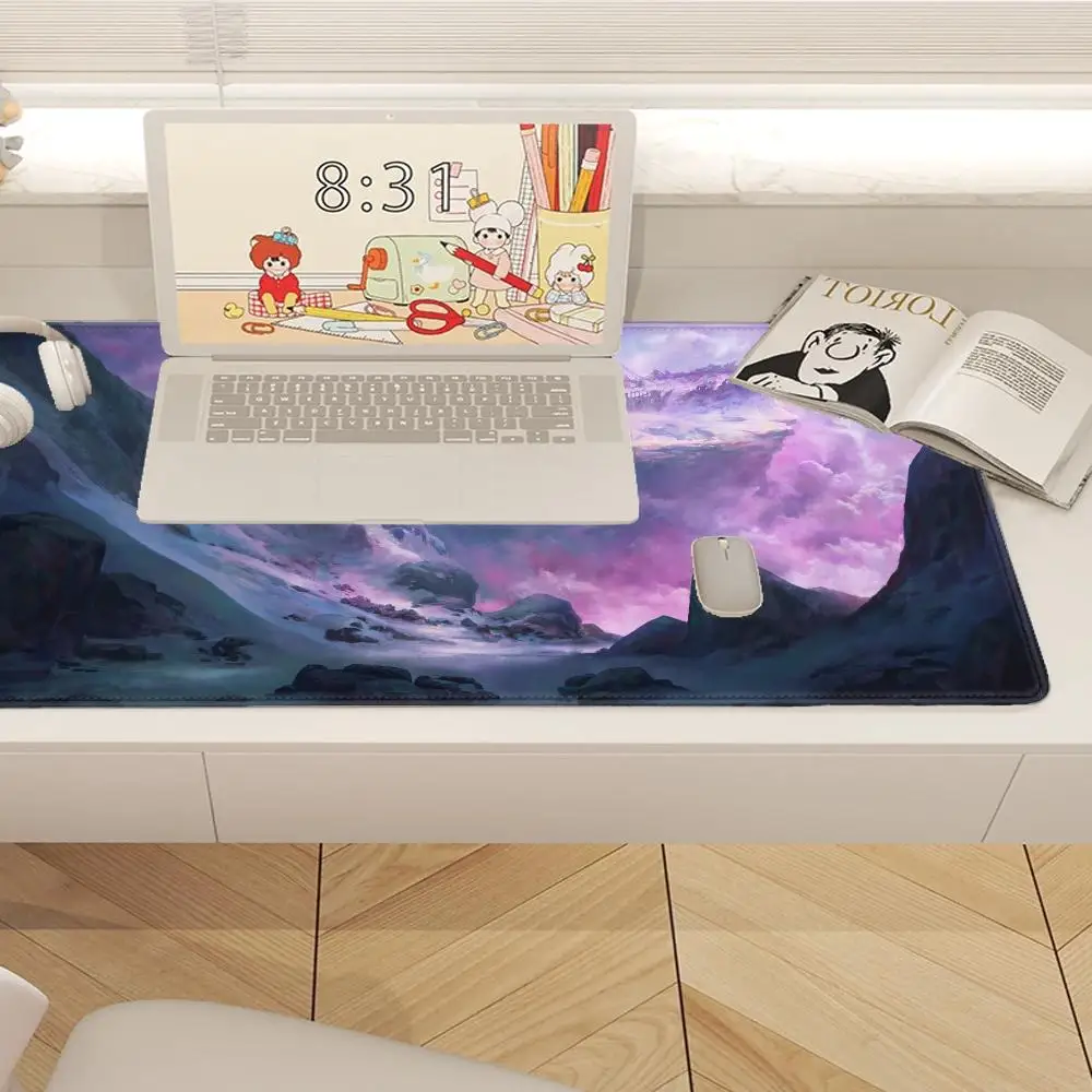 HYBXAXC  Purple Pink Twilight Mountain Valley Mouse Pad Durable with Anti-Slip Base, Ideal for Daily Office Work and Gaming