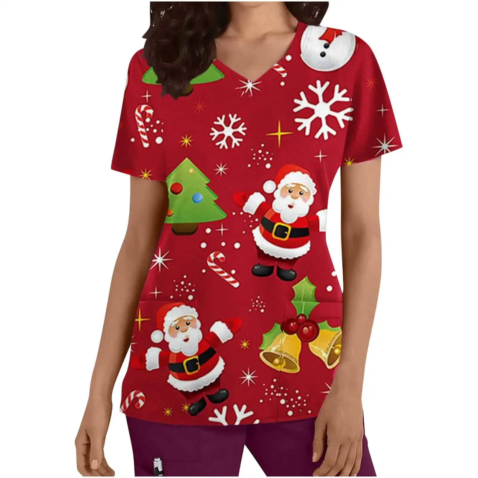 Surgical Uniforms Woman Nursing Uniforms for Women Short Sleeve Uniform for Women's Medical Uniforms Fashions Christmas Prints