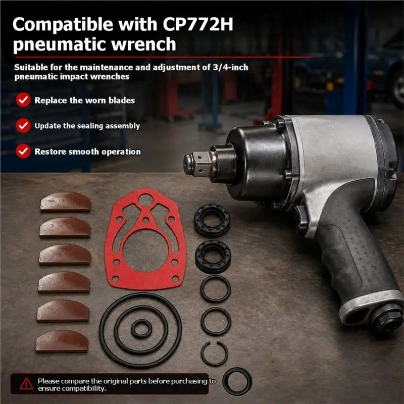 [NEW!A08R】 For CP734H Pneumatic Impact Wrench Repair/Rebuild Kit CA147716 Gaskets, O-Rings And Vanes