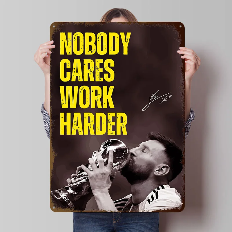 Messi: Nobody Cares Decoration Bedroom Decorations Bar Accessories Vintage Metal Plate Bathroom Decor Wall Art of Murals House