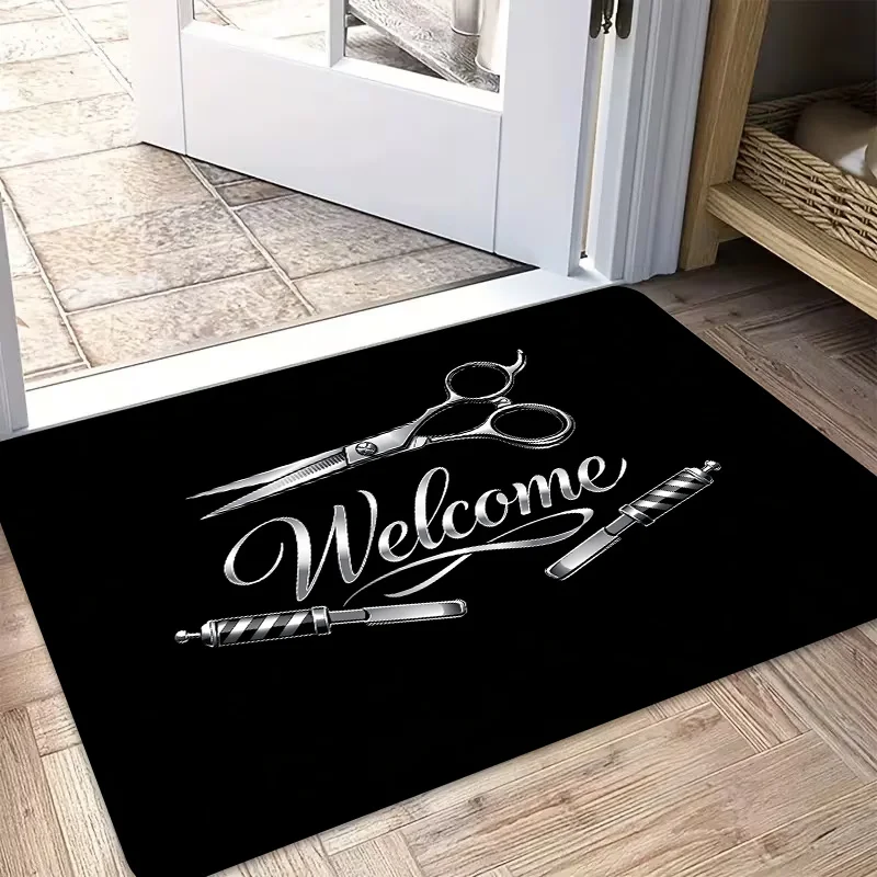 Nail Salon Tool Pattern Door Mat Pink Nails Print Non-Slip Shop Entry Floor Rug Beauty Studio Decor Carpet