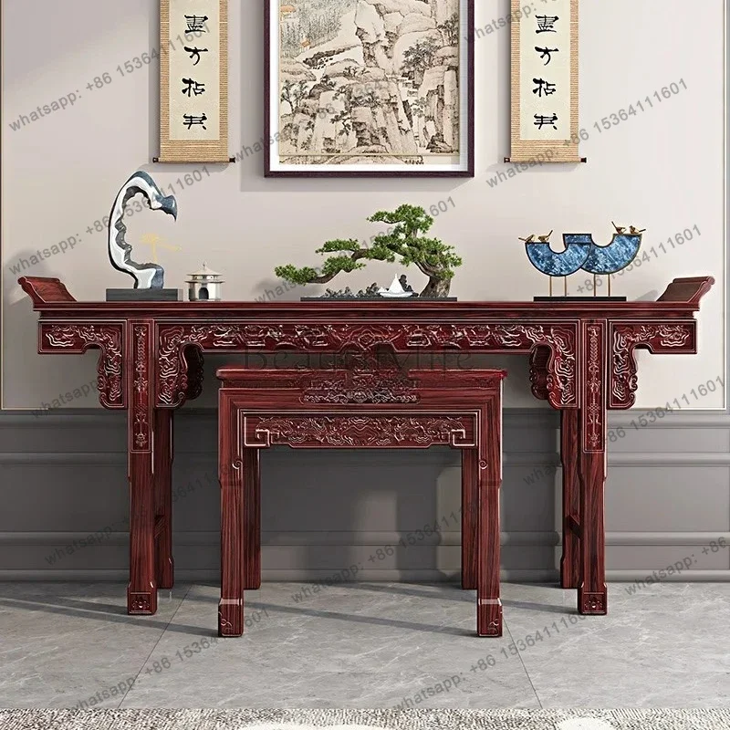 D14new Chinese solid wood middle hall six-piece set of rosewood strip case eight immortals table household  Buddhist shrine