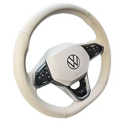 Leather Hand Sewing for VOLKSWAGEN VW ID.4 ID4 ID.3 ID3 Car Steering Wheel Cover Protection Sleeve Interior Car Accessories
