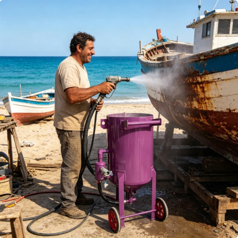 Portable Sandblaster Sandblasting Machine 200 Litre Air Blast Pot For Vintage Car Chassis Rust Removal Refurbishment