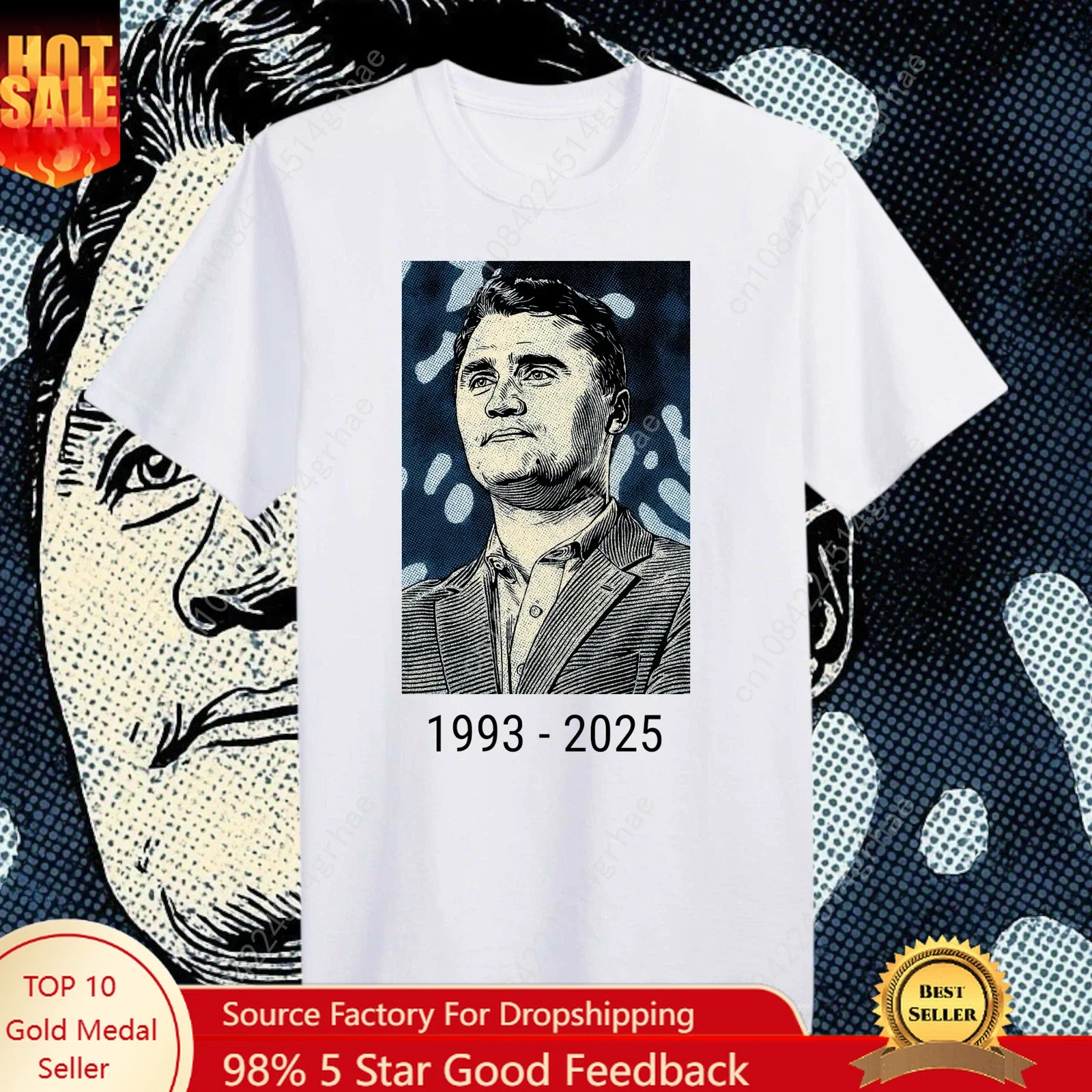 

Charlie! Kirk Shirt Memorial T Shirt Rest In Peace RIP, True Patriot 1993-2025 Rip Memorial American Flag Shirt