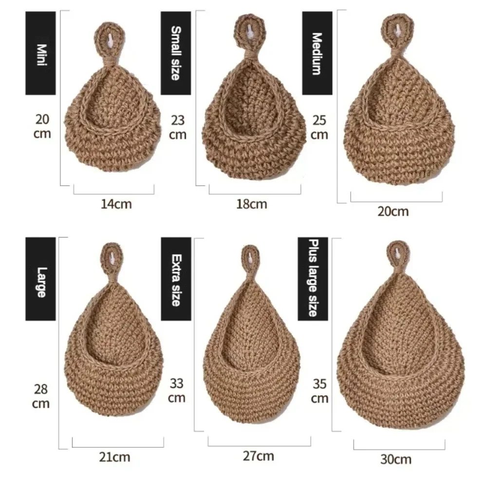 Handwoven Hanging Wall Fruit Vegetable Basket Organizer Container Decor for Kitchen Garden Mount Wall Plant Flower Onion Storag