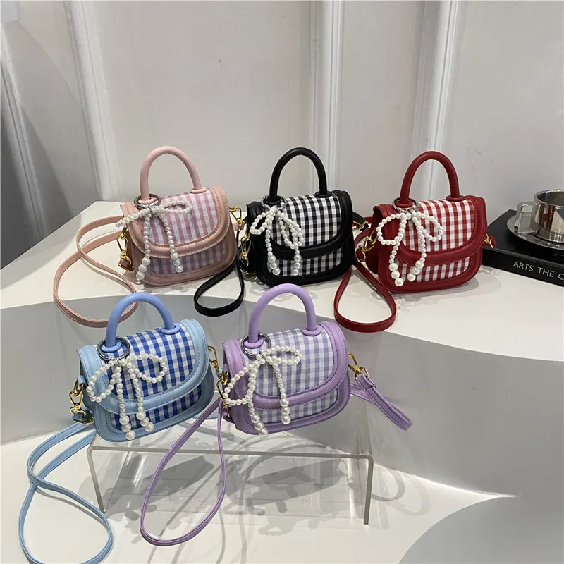 

2025 Cute Plaid Shoulder Bag for Girls Princess Crossbody Purse Fashionable Kids Wallet Mini Handbag Stylish Little Girl