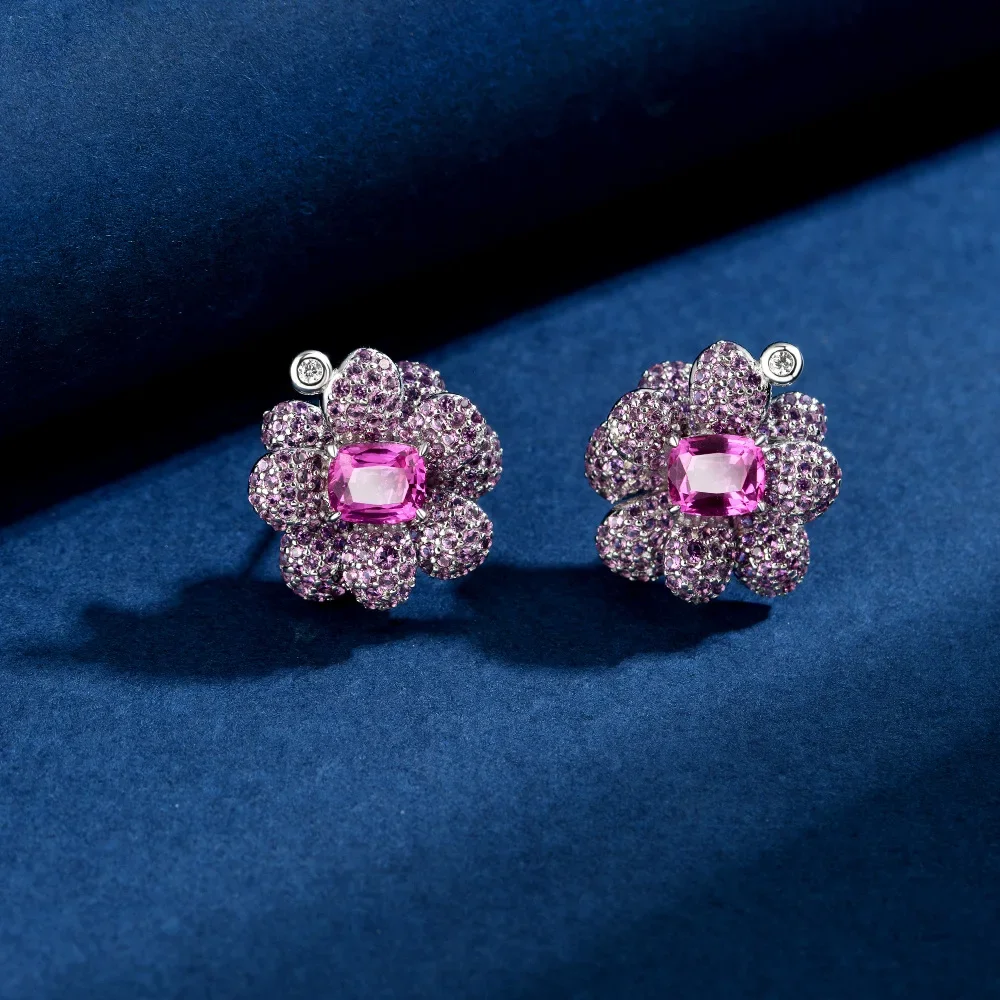 

2025 S925 Silver 5 * 7 Water Drop 1ct Color Red+Purple Blue Treasure Color Match Can Wear Two Earrings Wedding Jewelry