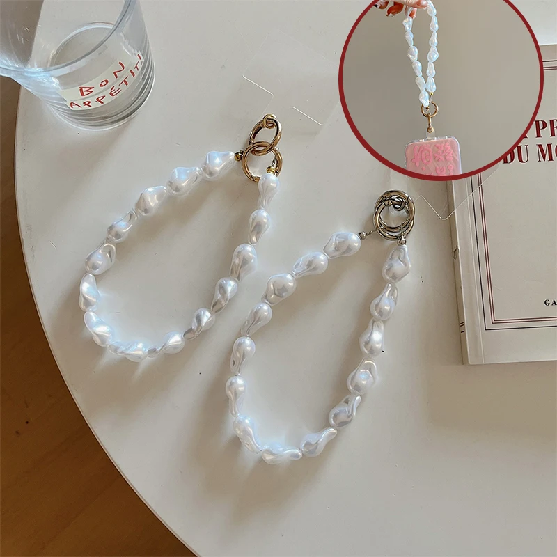 Irregular Pearl Beaded Mobile Phone Chain For Women Girls Handbag Belt Strap Decoration Accessories