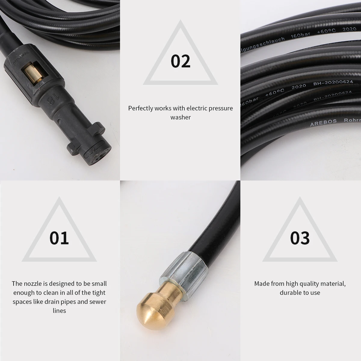 

6M High Durable Sewer Drain Pipe Cleaning Hose For Electric Pressure Washer Flush Debris High Hose For Washer
