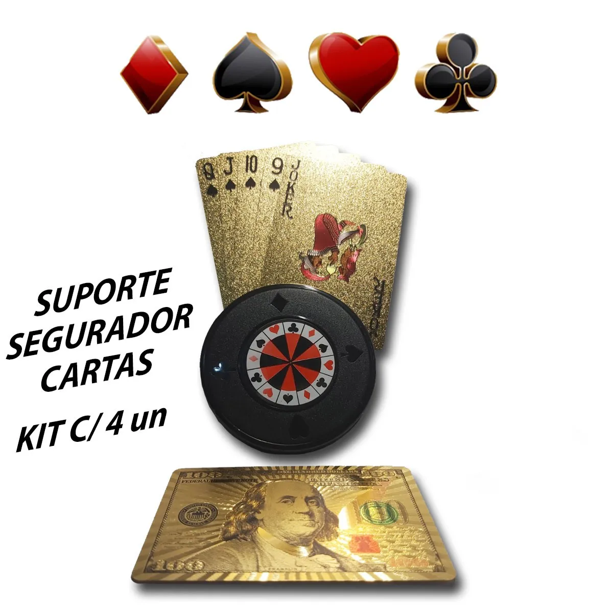 Suporte Segurador Cartas Baralho Auxiliar Facilita Segurar Poker Style Lazer Jogue Com Estilo Caixa Com 4UN Baralho Não Incluso