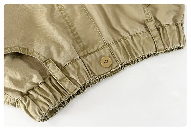 Kinder Cargo-Hose in Schwarz-Khaki mit Taschen für Jungen im Alter 5-14 Jahre, Baumwolle, Y2K-Stil, gerade geschnitten. – Detail 14