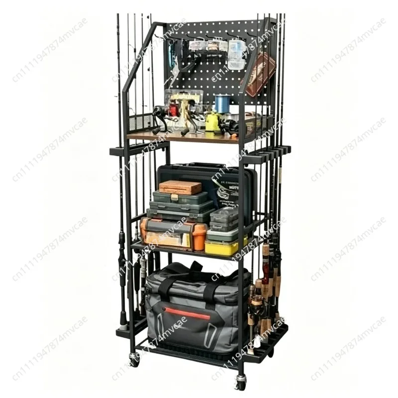 Multifunctional Fishing Rod Storage Rack Multi-layer Storage Rack Tool Fishing Tackle Box Reel Storage Fishing Cart