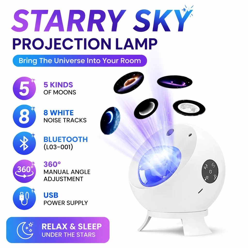 Aurora Star Projector Light Bluetooth Speaker White Noise Water Wave Lamp Bedroom Atmosphere Night Light