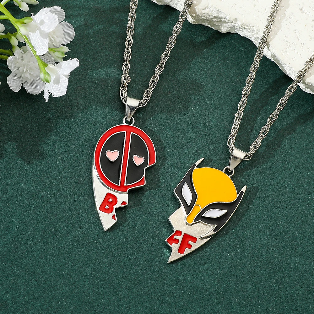 Disney Marvel Movie Deadpool and Wolverine Necklaces Cool Superheroes Pendant Accessories Pendant Necklaces for Best Friend Gift