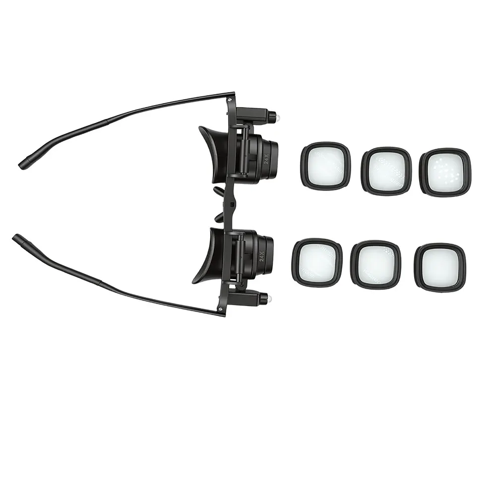 Hochauflösende Tragbare Kopfmontierte Vergrößerungsgläser mit LED-Beleuchtung Einstellbare Uhrenreparatur-Lupe 2X 6X 10X 24X – Detail 9
