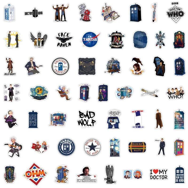 55pcs Doctor Who Graffiti Sticker Luggage Notebook Water Cup Motorcycle Refrigerator Mobile Phone Decorative Sticker