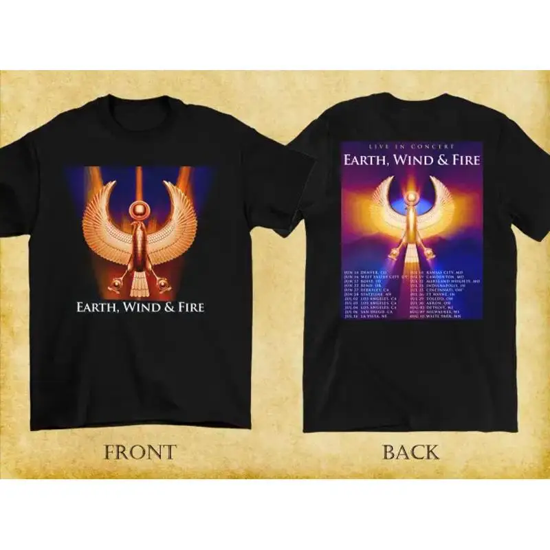 2 sides Summer Tour 2025 Earth Wind And Fire T Shirt Black S 5XL 1P0219