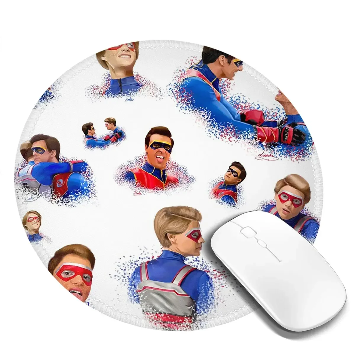 Captain Man And Kid Henry Danger Drawing Round Mouse Pad Computer Keyboard Mouse Mat Gaming PC Desk Mat