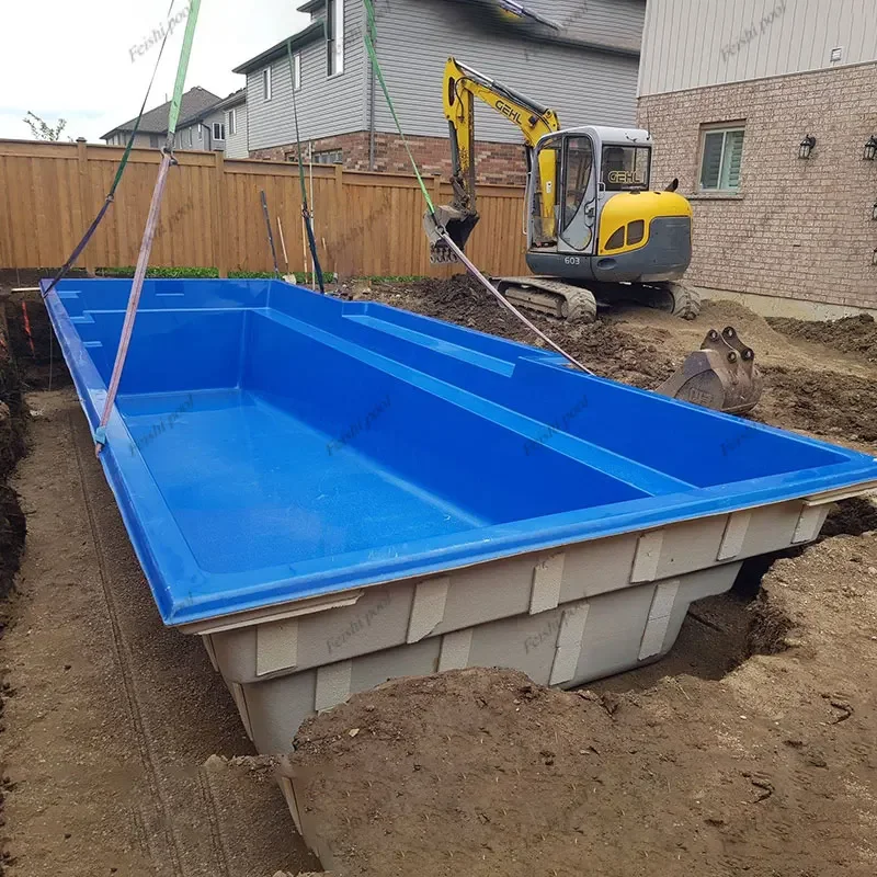 YG 20/40FT حاوية بركة المهنية تحت الأرض منزل الأسرة 6 متر 7 متر في الهواء الطلق سبا الألياف الزجاجية إينجروند حمام سباحة قذيفة