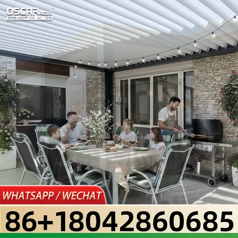 Modern Design Bioclimatic Outdoor Aluminum Electric Waterproof Louvered Awning Cover Roof Gazebo for Garden Patio Backyard pergo