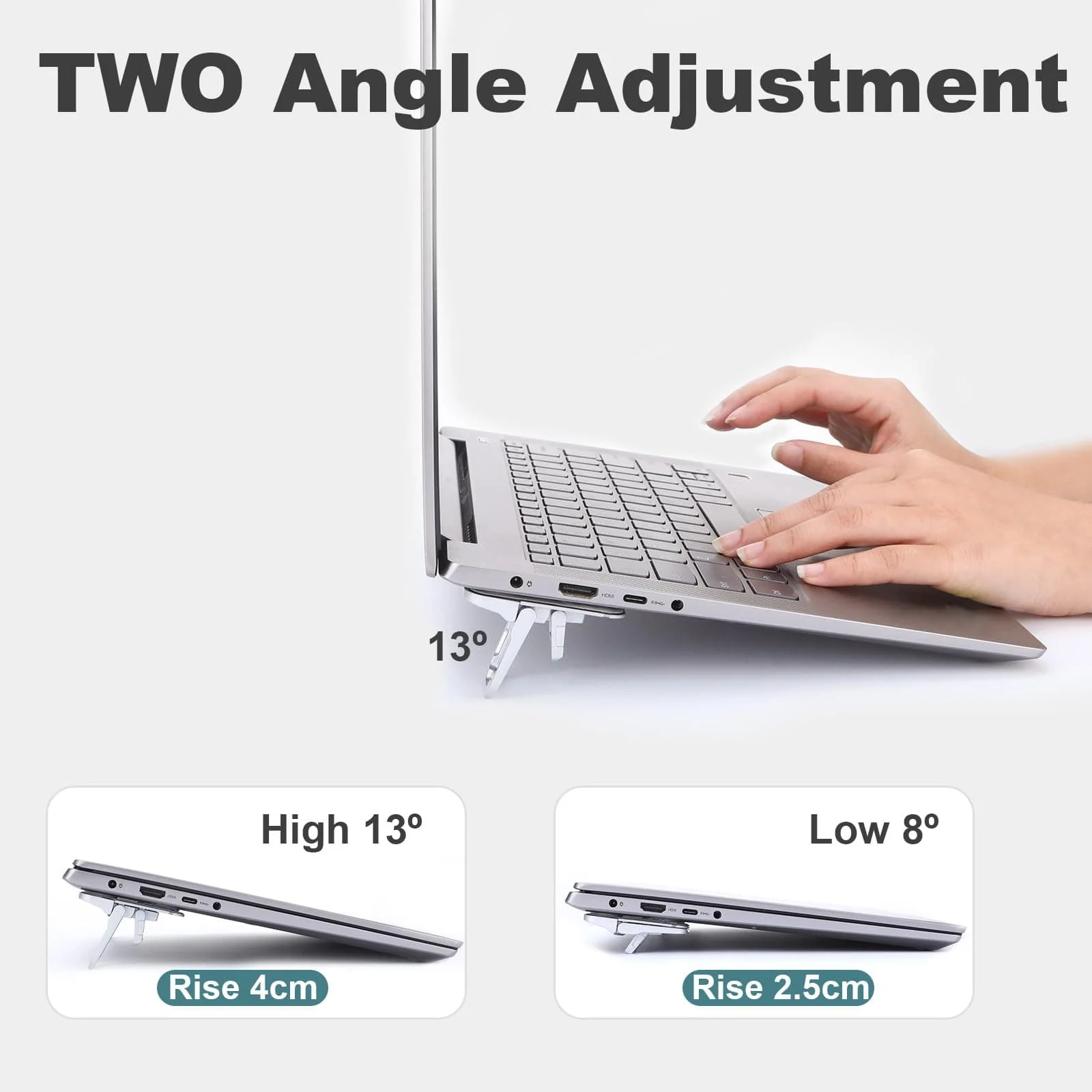 2PCS Mini Foldable Laptop Stand Portable Laptop Riser Adjustable Angle Self Adhesive Invisible Notebook Holder for Computer Keyb