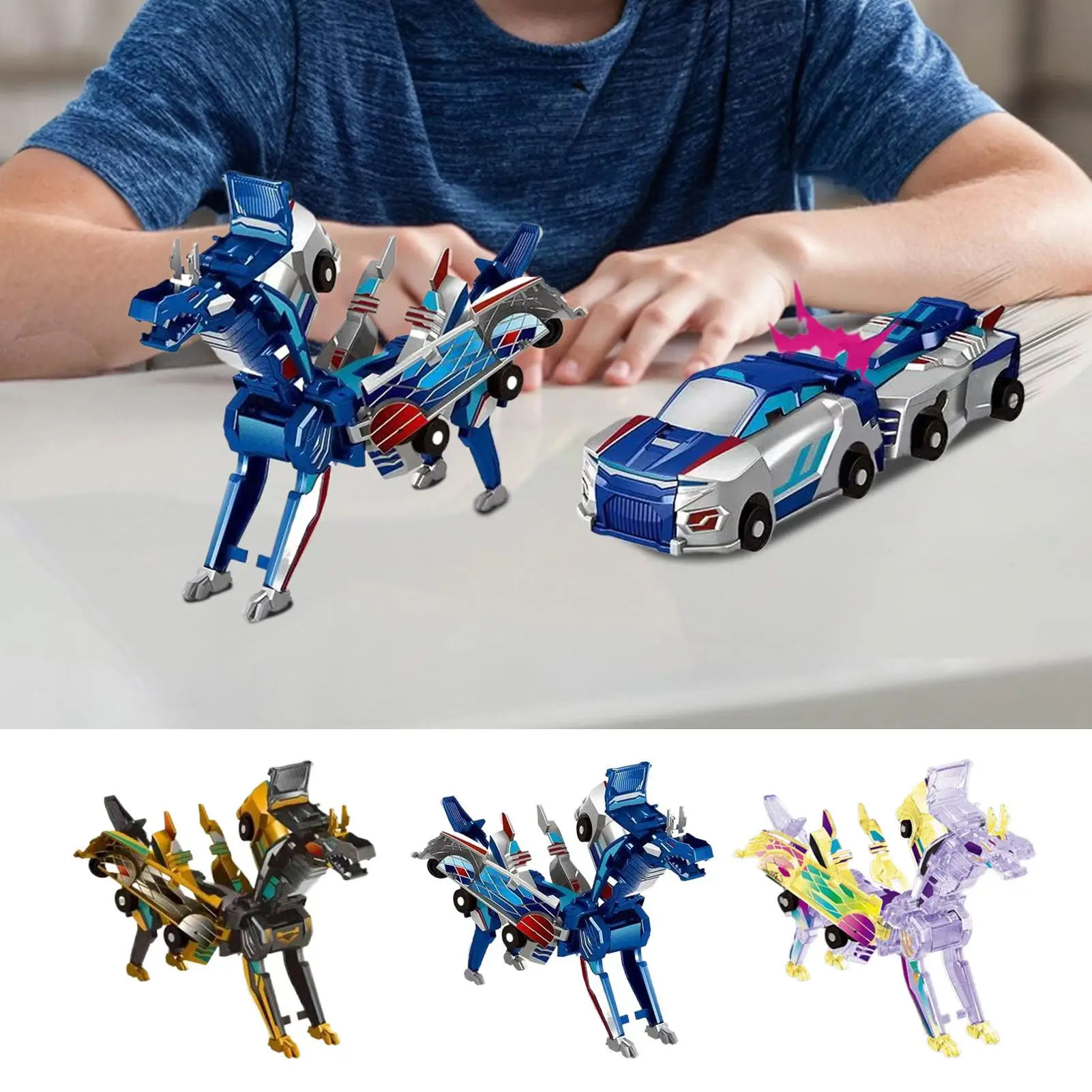 

Newest 2 in 1 Magic Transformation Car Transforms into Dinosaur Transformation Toys Magnetic Collision Deformation Car Gift