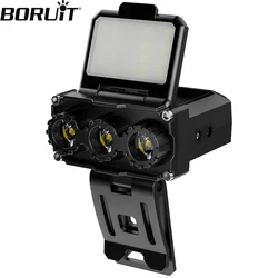 BORUiT Infrared Sensor Led Headlamp Portable Cap Clip Light Type-C Rechargeable LED Head Lamp Adjustable Flood Light Work Light