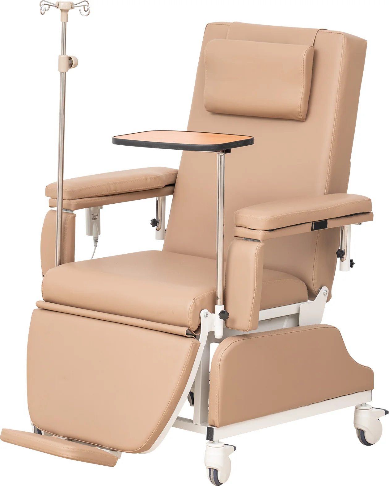 Hospital Furniture Clinics Treatment Steel PVC Leather Load 200KG Adjustable Chemotherapy Infusion Dialysis Chair With IV Pole
