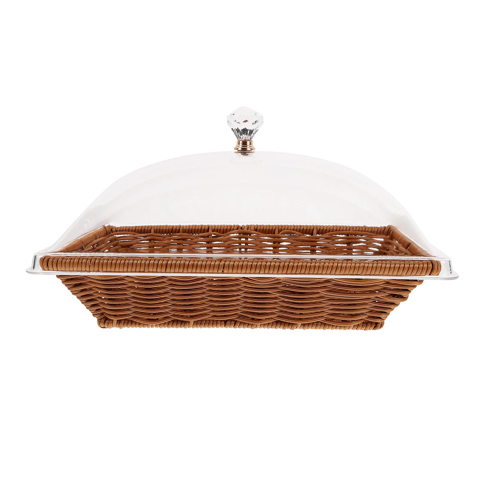 

1 Set Of Food Storage Baskets With Lid Woven Bread Fruit Basket For Kitchen Restaurant Picnic Party Acrylic Cover Lightweight