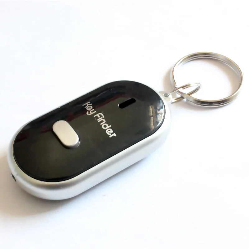 LED Key Finder Locator ค้นหาหาย Keychain Chain เสียงนกหวีดควบคุมเสียง Locator Keychain อุปกรณ์เสริม QJY99