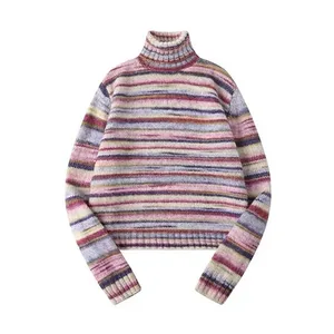 Nhật Bản Karram Y2K Áo len cổ áo cao cổ Vintage Rainbow Striped Corean Fashion Lingning Mesh Jumper 8 Quần áo bán hàng chính Arch Iris - 3