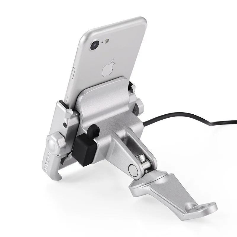12-24V Motorcycle Aluminum Alloy Usb Rechargeable Mobile Phone Holder Electric Vehicle Riding Navigation Mobile Phone Holder