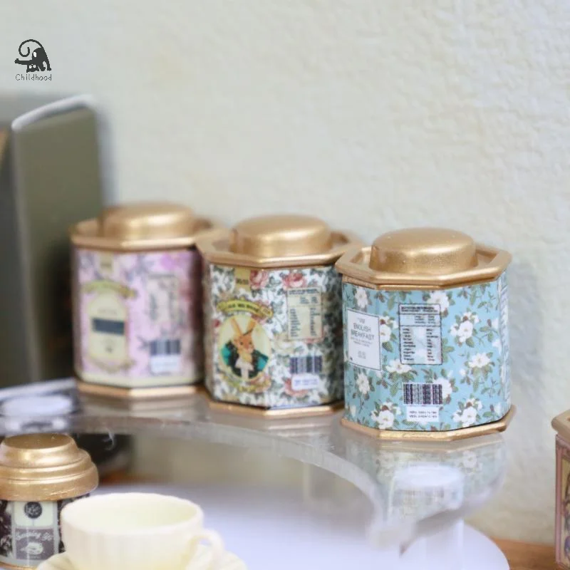 Casa de muñecas, lata de café, lata de té, modelo de artículo de simulación, modelo de adorno, Mini juguetes en miniatura, accesorios para muebles de casa de muñecas