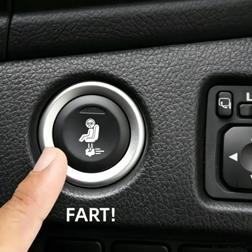 2PCS Novelty Eject Passenger Pop‑Out Vinyl Decal Funny Car Blank Button Sticker Auto Interior Decor For SUV Truck