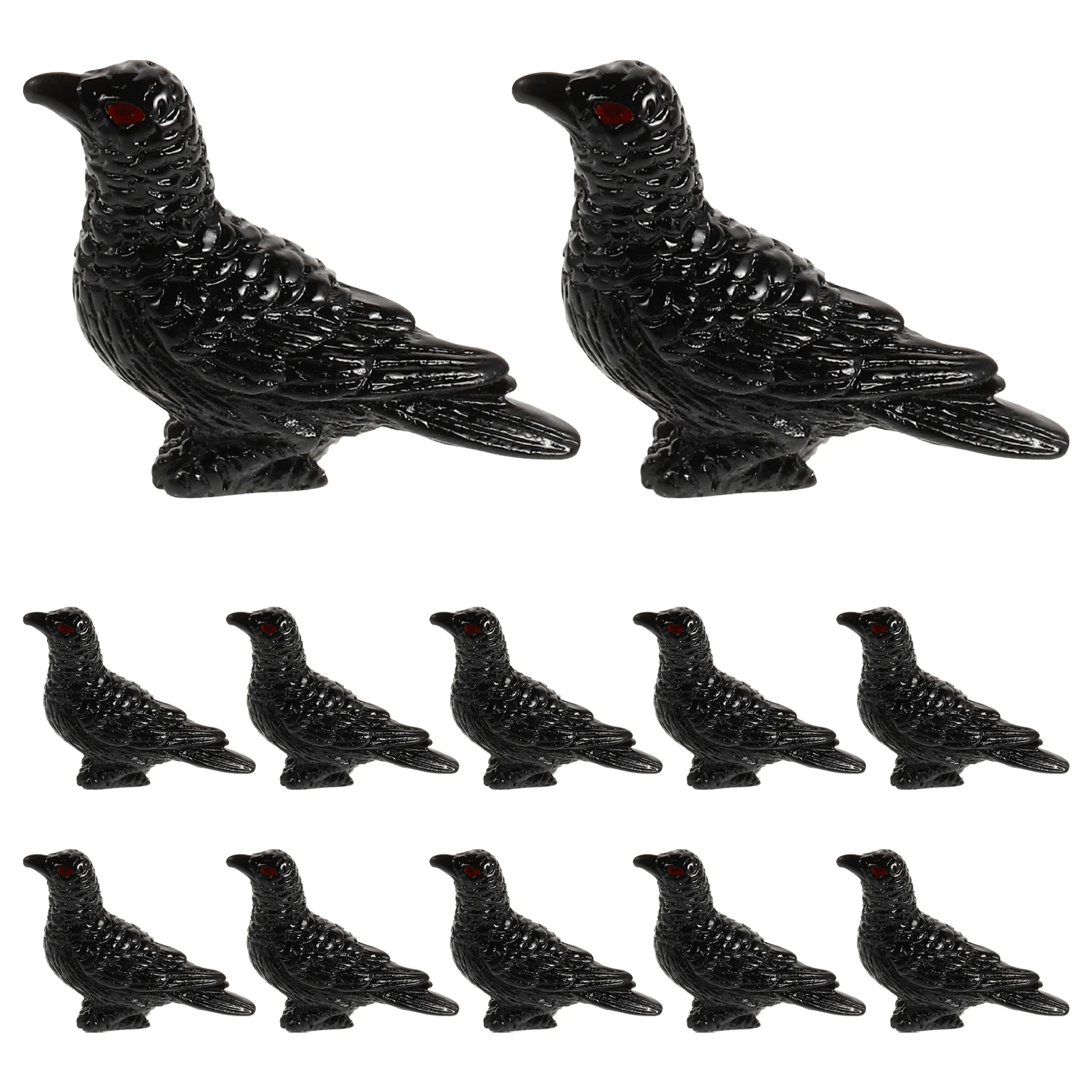 12 Pcs Halloween Microscape Mini Crow Miniature Resin Bird Statuette Bark Decoration Bonsai Garden Ornament Aquarium Fish Tank
