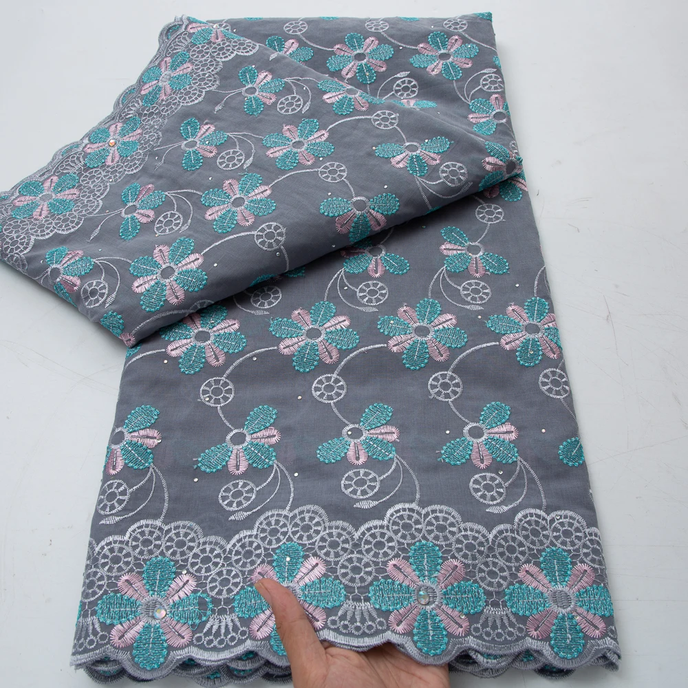 African Swiss Voile Cotton Lace Fabric 2026 High Quality 5 Yard Embroidered Nigerian Lace Fabric Elegant Dress for Sewing 5006