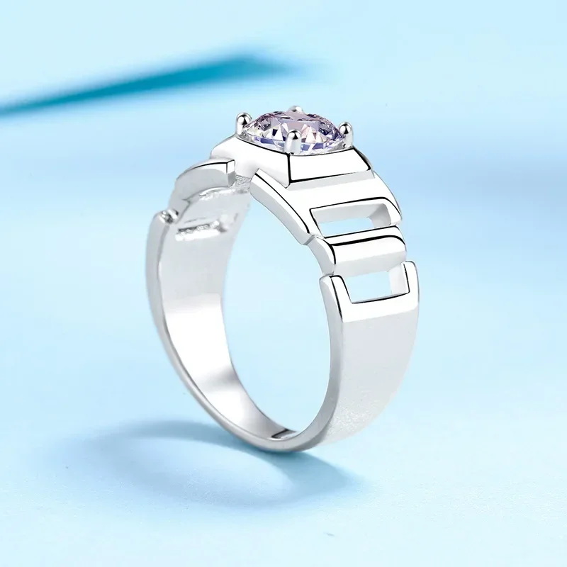 Cincin Pernikahan pria, gaya baru Platinum PT950 VVS1 D warna berkilau 1CT Moissanite berlian desainer asli bersertifikat