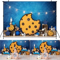 Cookie Crazy Photo Background Children Birthday Cake Smash Photography Backdrop Cartoon Blue Balloon Photo Studio Props