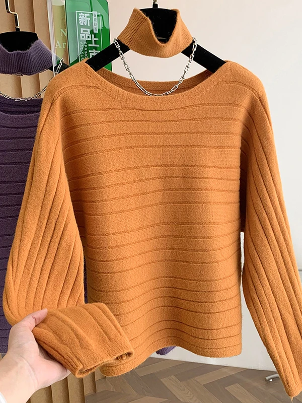 سترة نسائية فضفاضة محبوكة من Batwing Sve سترة فرنسية Sle كاجوال فضفاضة مناسبة للفتيات المراهقات موسم الربيع