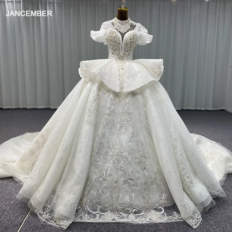 

Brand New Surprise Price Wedding Dresses For Women 2024 Bride Illusion High Neck Button Crystal Robe Mariage MN188