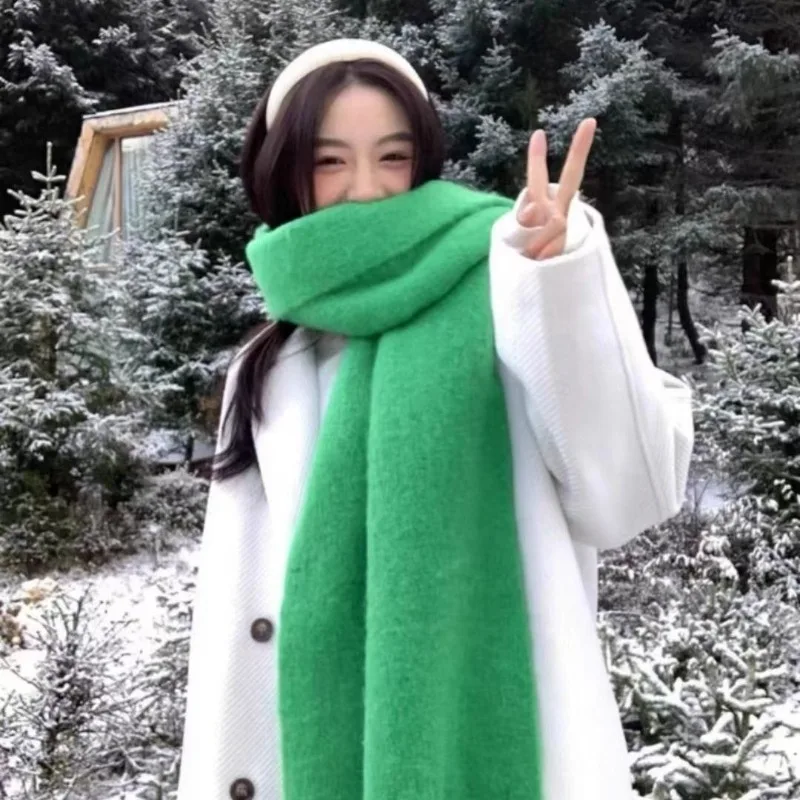 

Сплошной цвет Macaron Dopamine толстый шарф 2200, осень и зима, новая корейская версия, студенческий универсальный прямоугольный шарф-шаль WLF