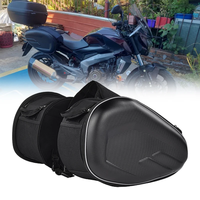 Motorcycle Waterproof Saddlebags 36L-58L Expandable Capacity Panniers Side Helmet Riding Travel Bags + Rain Cover