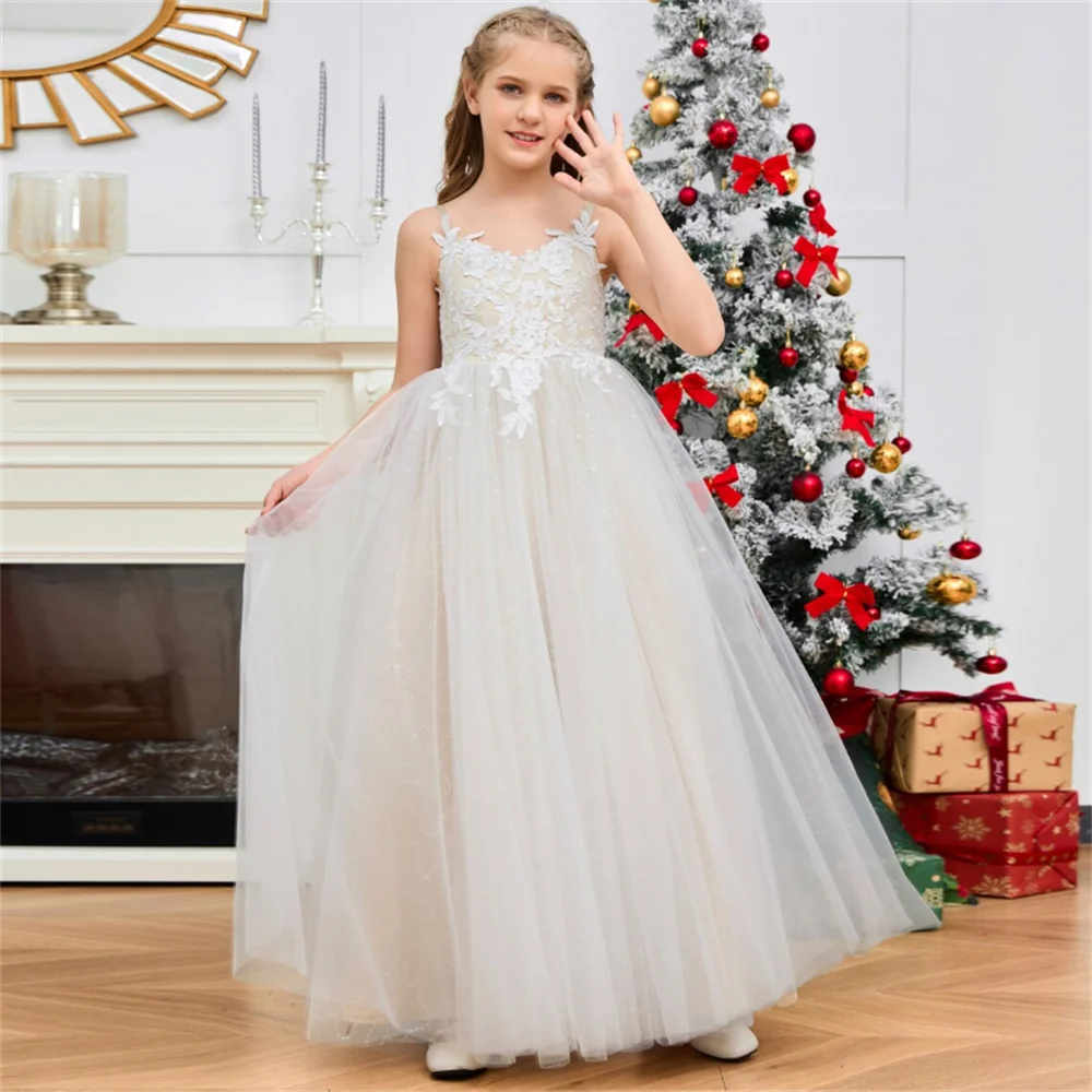 Großer Bogen Blumen mädchen Kleid ärmellose Schatz bodenlangen Ballkleid Ballkleid für Party und Hochzeit Geburtstag formell