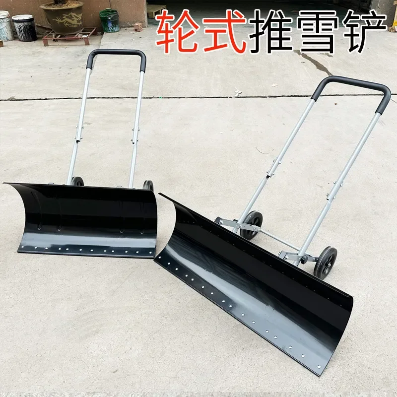 Heavy Duty Wheeled Snow Shovel Large Capacity Hand Push Plow Efficient Winter Driveway Sidewalk Clearing Tool for Home Garden