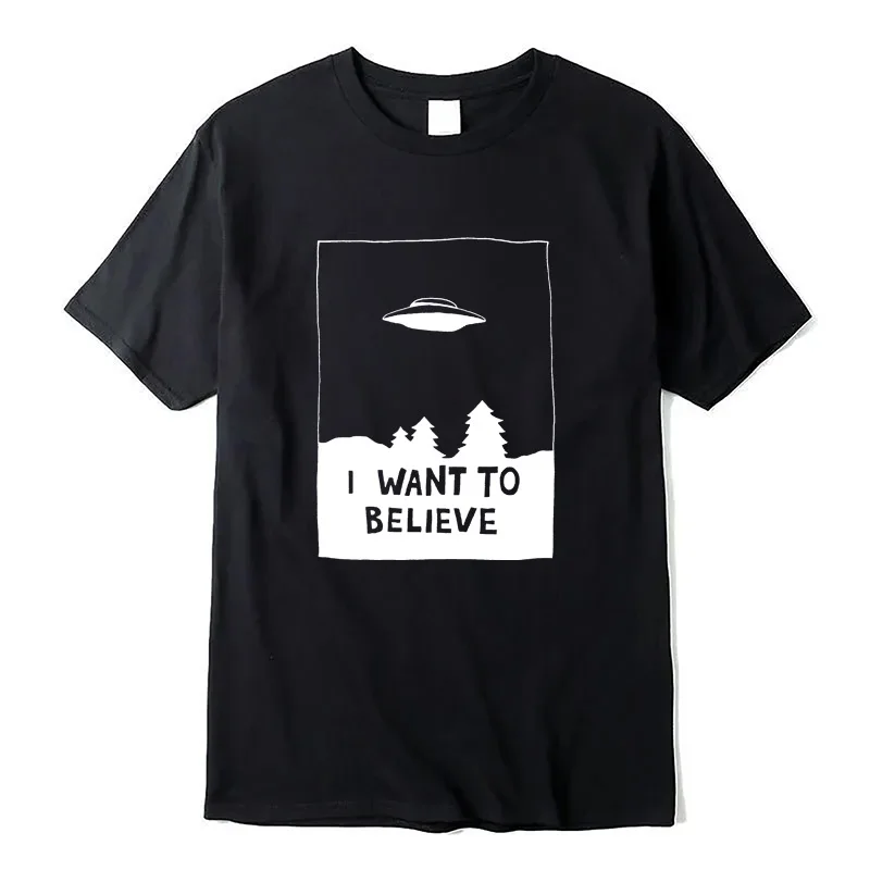 X-files I want to Leave T-shirt Men\'s Top T-shirt Clown Believe Mulder Christmas Casual Men\'s and Women\'s all-purpose Tshirt