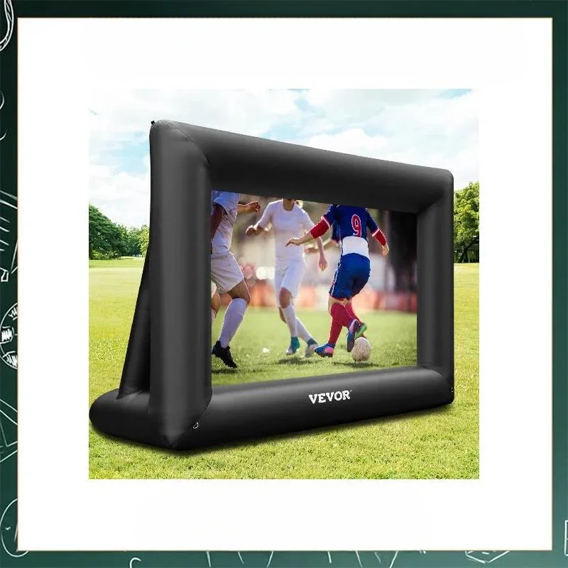 

%a 20FT Inflatable Movie Projector Screen With Washable Air Blower 16:9 Home Cinema Camping Wedding Outdoor Use Game Camping