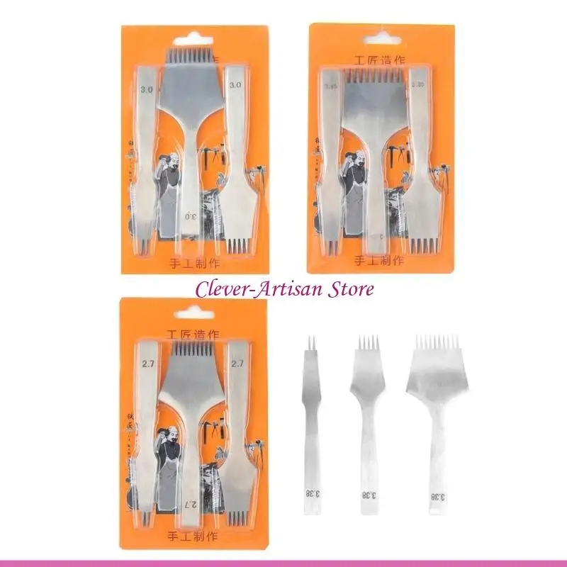 E06B 3 Pcs Leathers Craft Tool Hole Punches Lacing Stitching Tool Leathers Craft Set 2.7 3.38 3.85mm 2/5/10 Prong