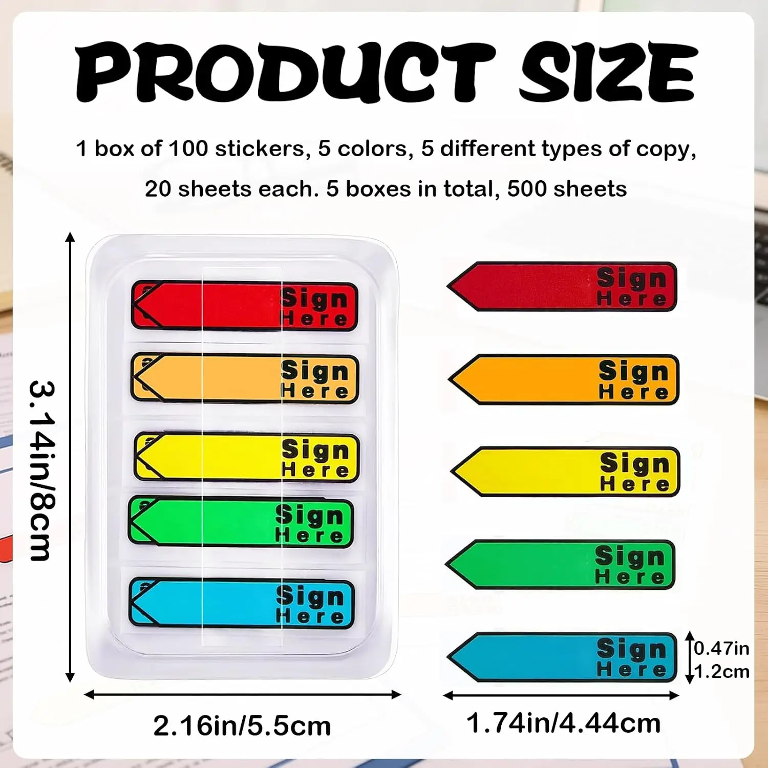 500 Pcs Sign Here Sticky Tabs Multicolor Signature Page Flags Premium PET sticky flags for fast contract signing Tear-resistant